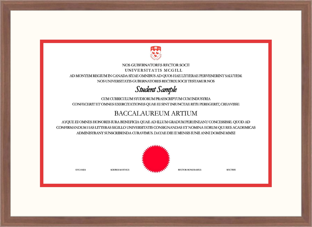 McGill University Diploma Frames