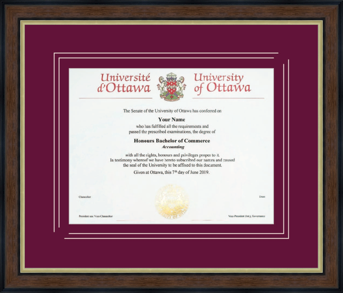 University of Ottawa Diploma Frames