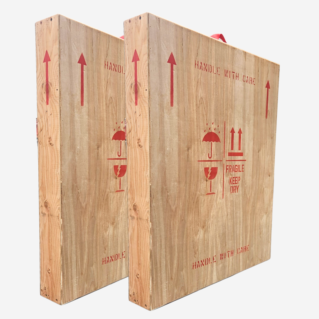 plywood art shiping crate with fragile handle with care