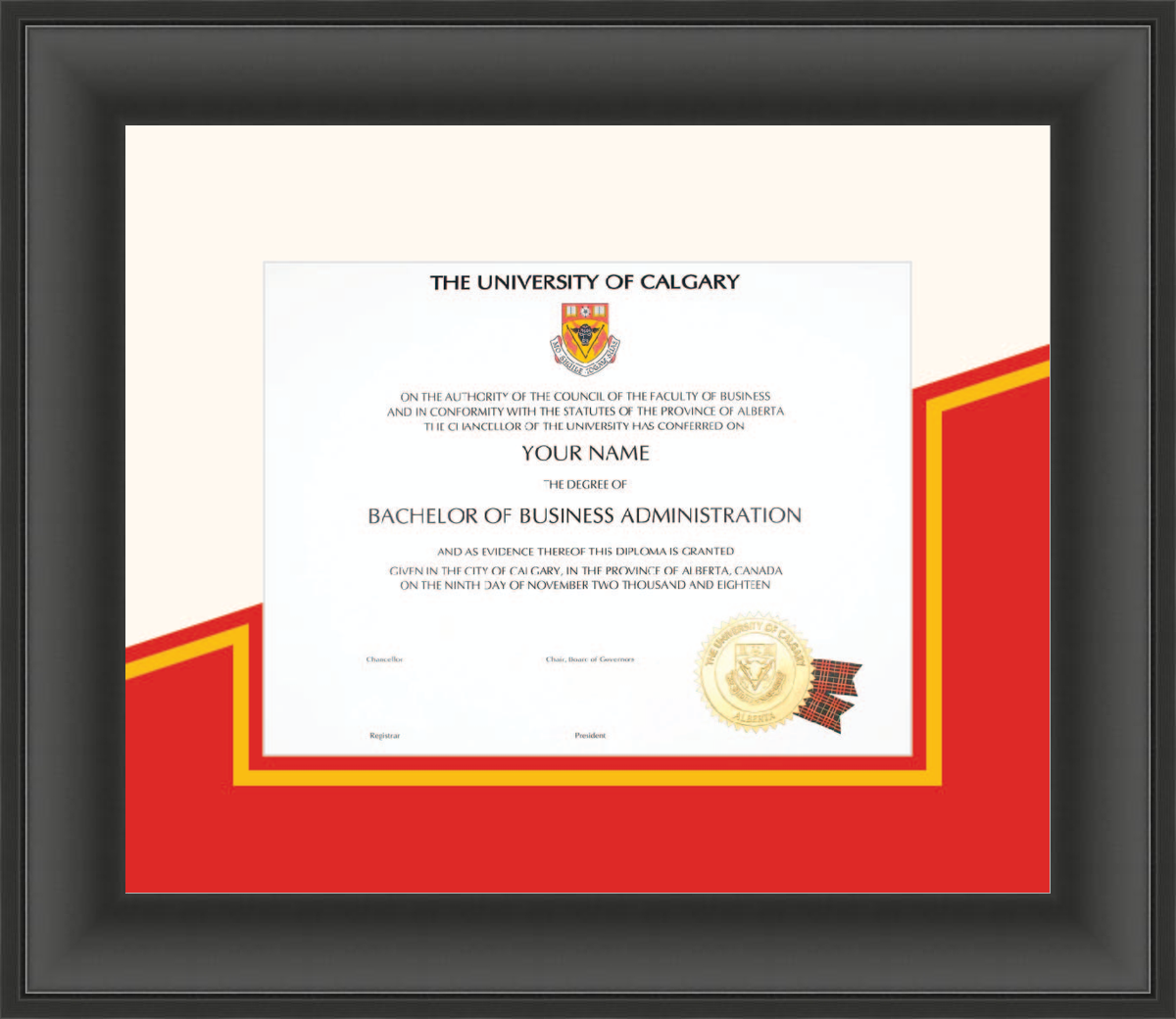 Custom University of Calgary Diploma Frame