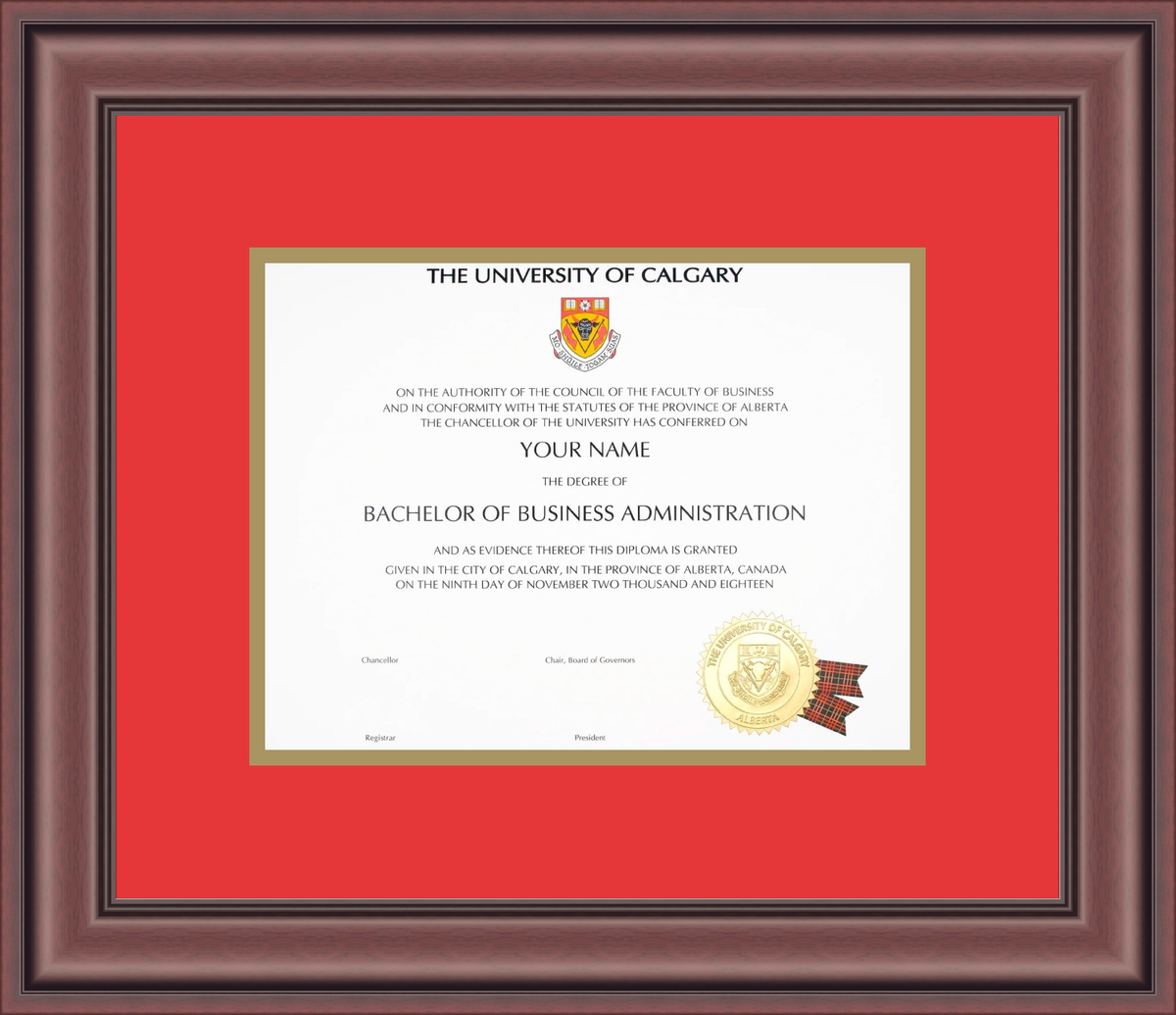 Custom University of Calgary Diploma Frame