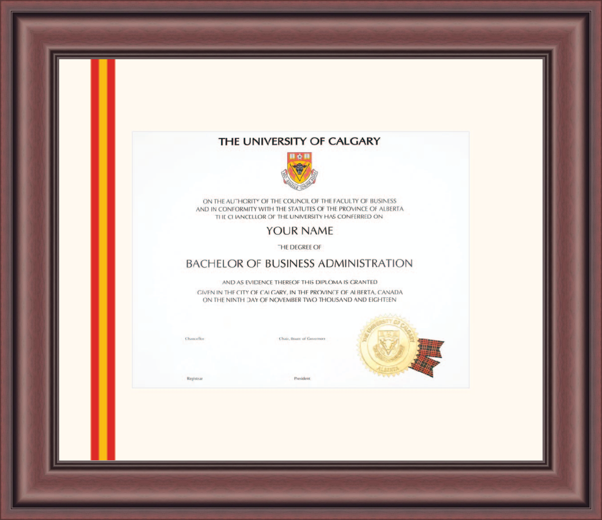 Custom University of Calgary Diploma Frame