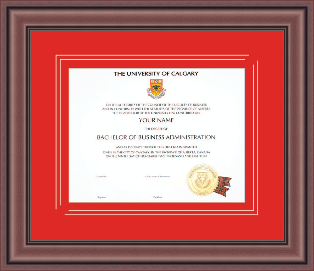 Custom University of Calgary Diploma Frame