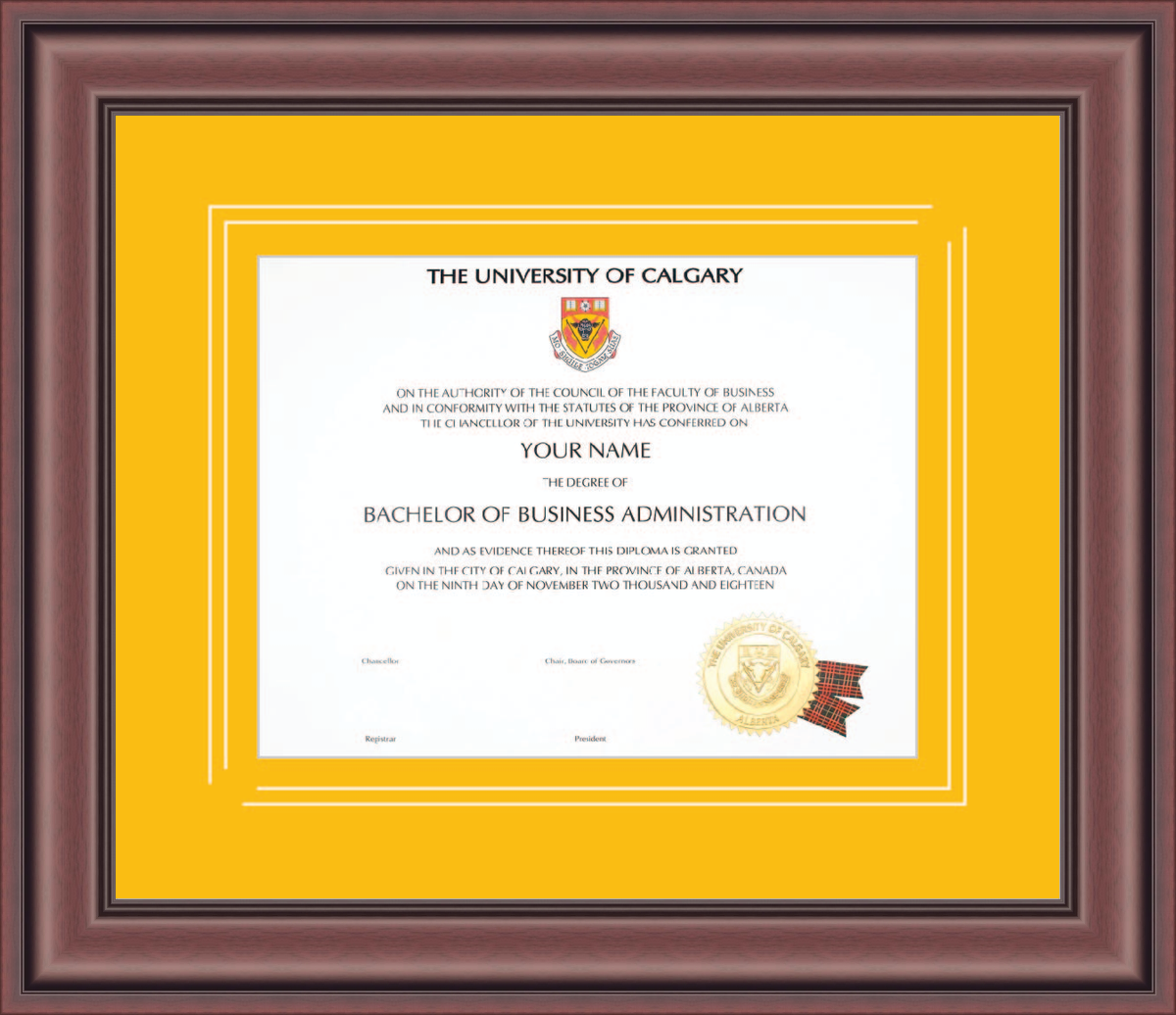 Custom University of Calgary Diploma Frame