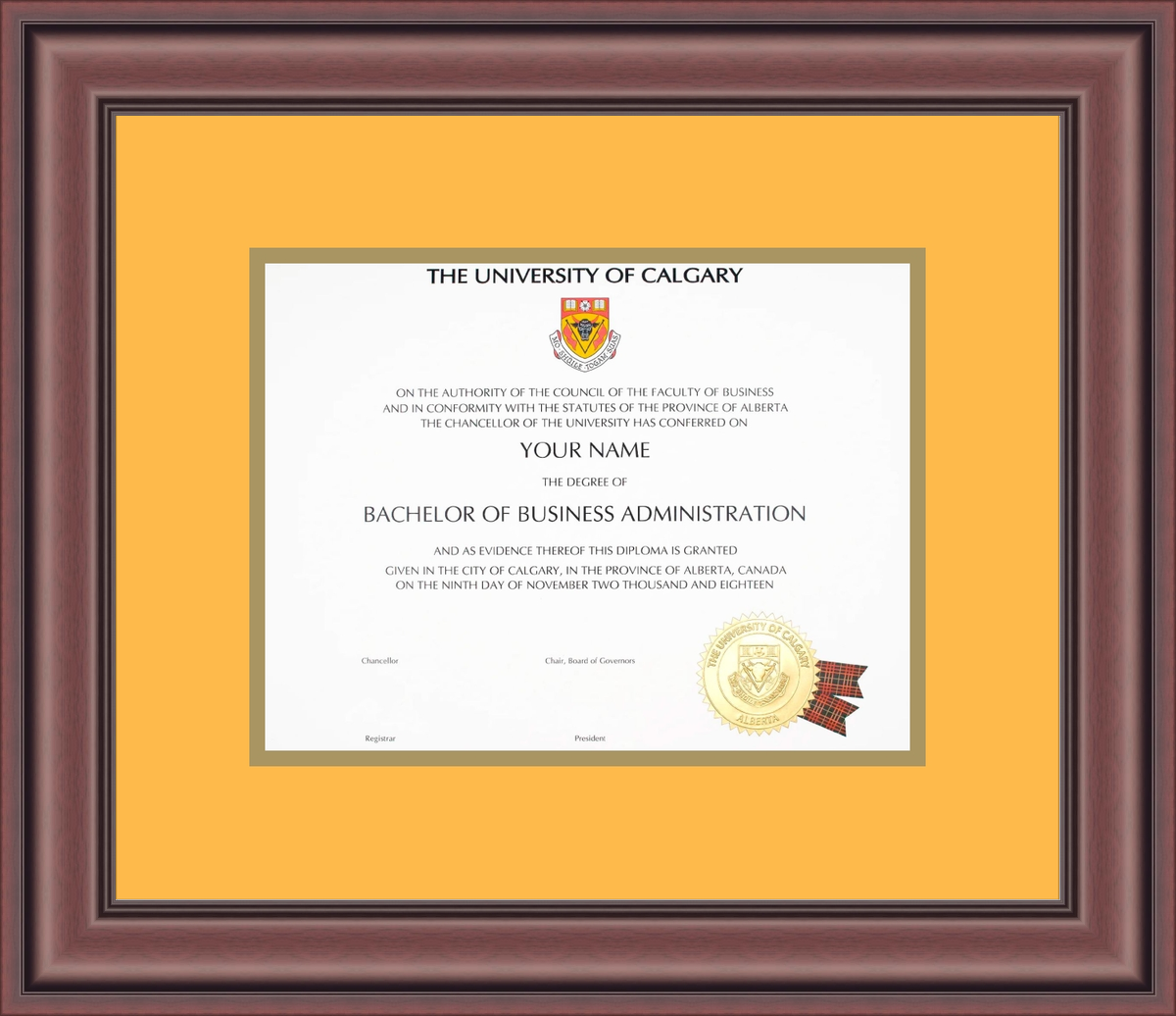 Custom University of Calgary Diploma Frame