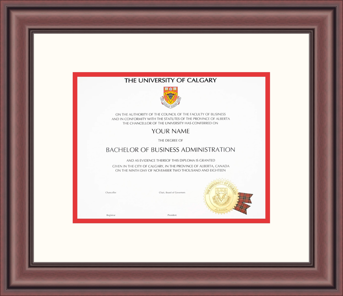 Custom University of Calgary Diploma Frame
