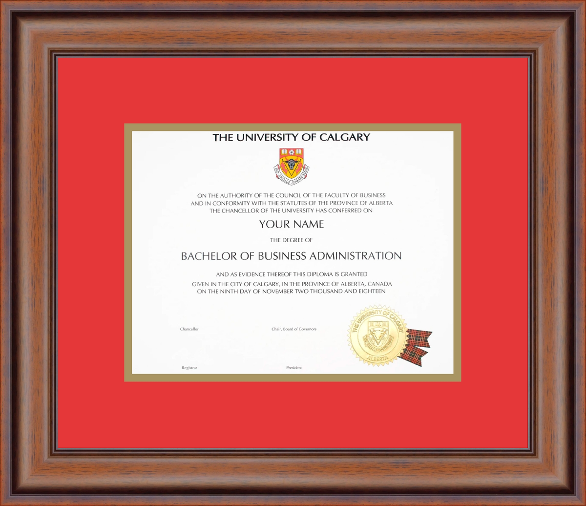 Custom University of Calgary Diploma Frame