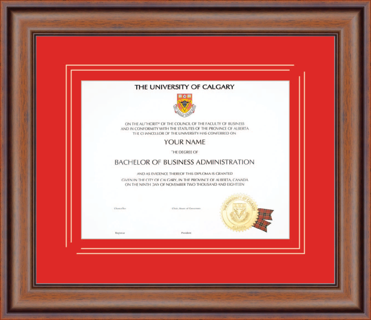 Custom University of Calgary Diploma Frame