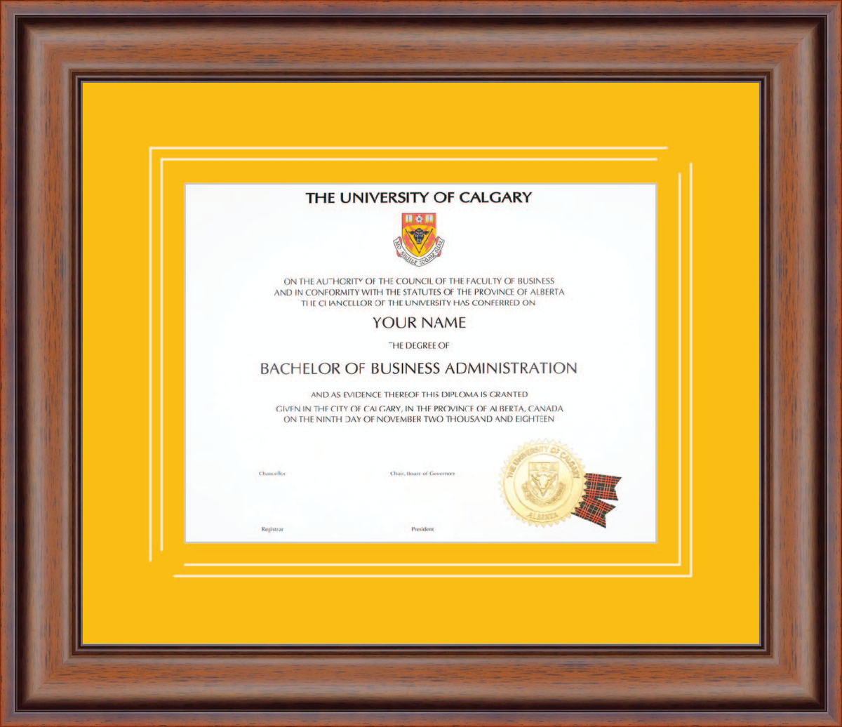 Custom University of Calgary Diploma Frame