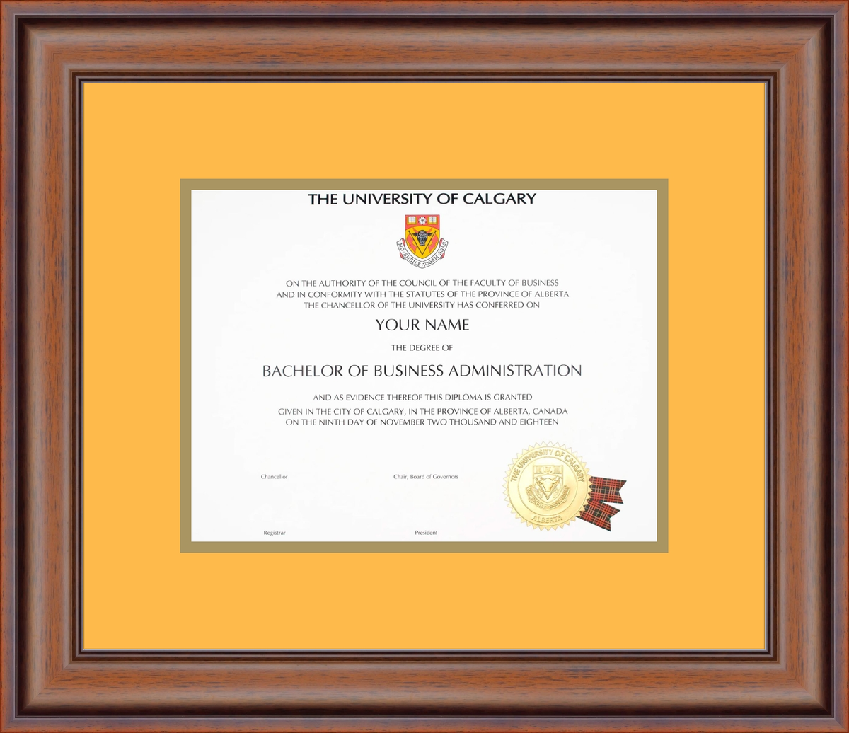Custom University of Calgary Diploma Frame