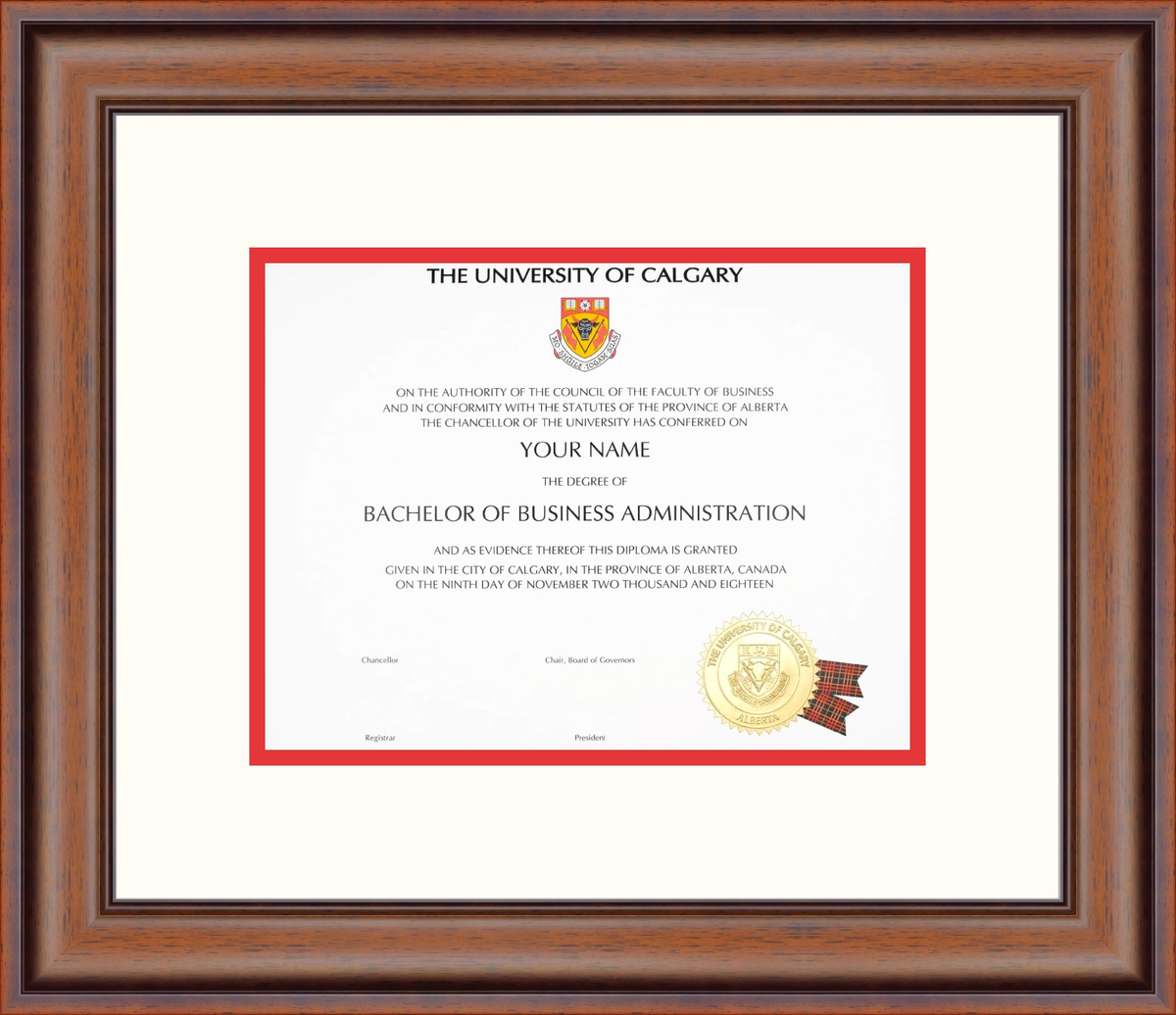 Custom University of Calgary Diploma Frame