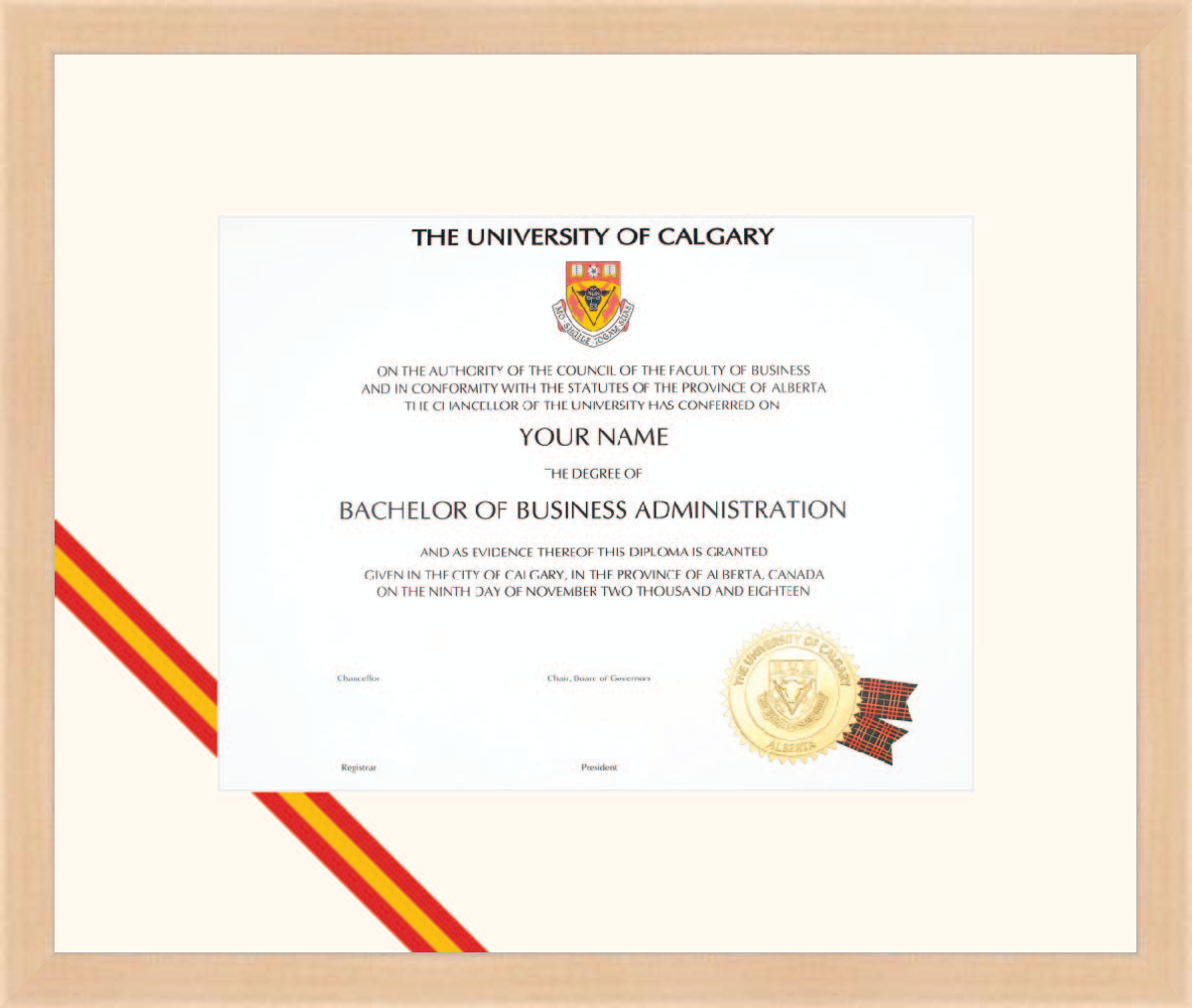 Custom University of Calgary Diploma Frame