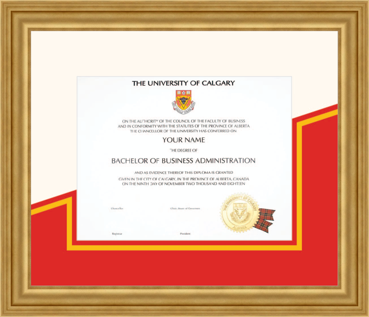 Custom University of Calgary Diploma Frame