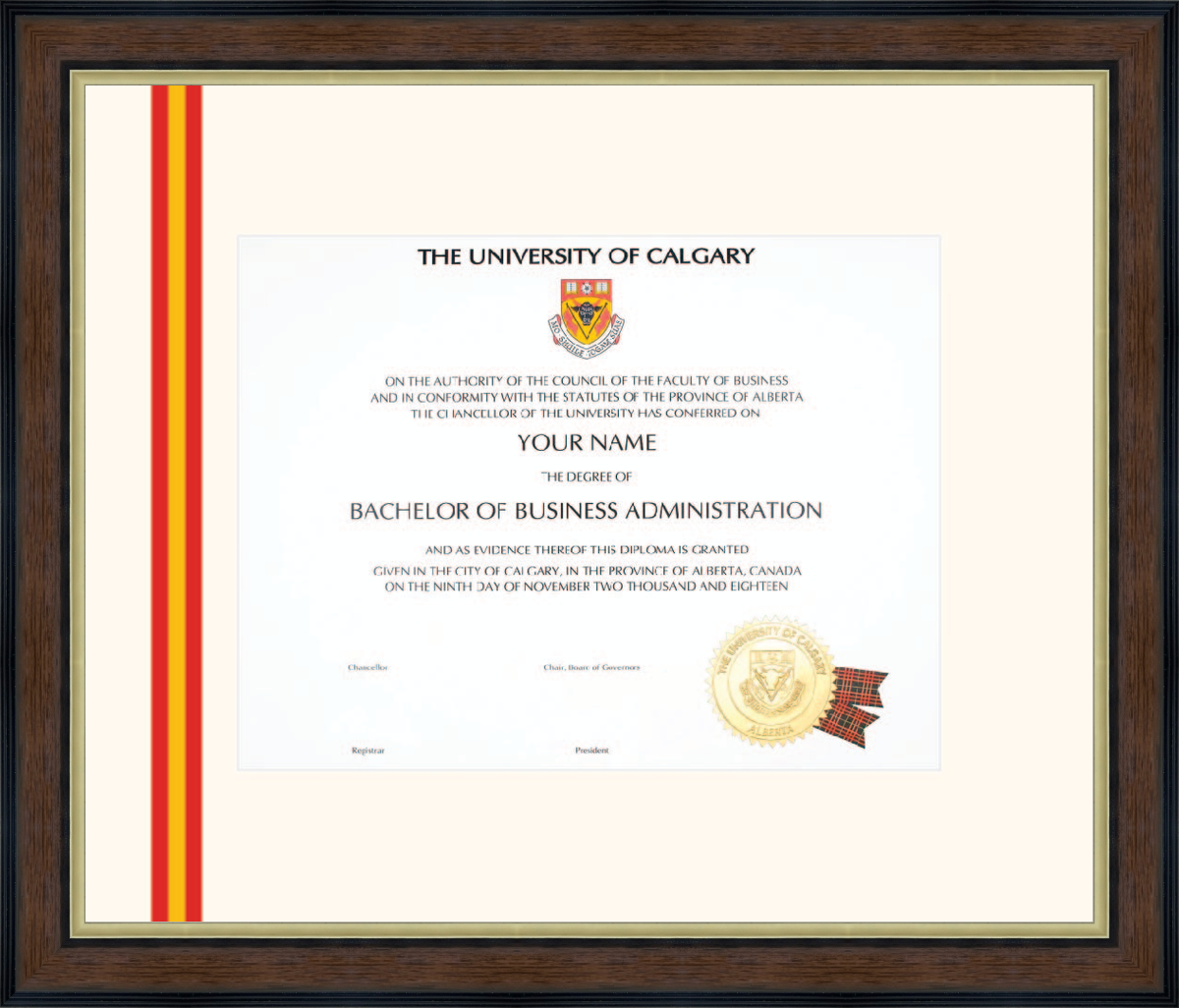 Custom University of Calgary Diploma Frame