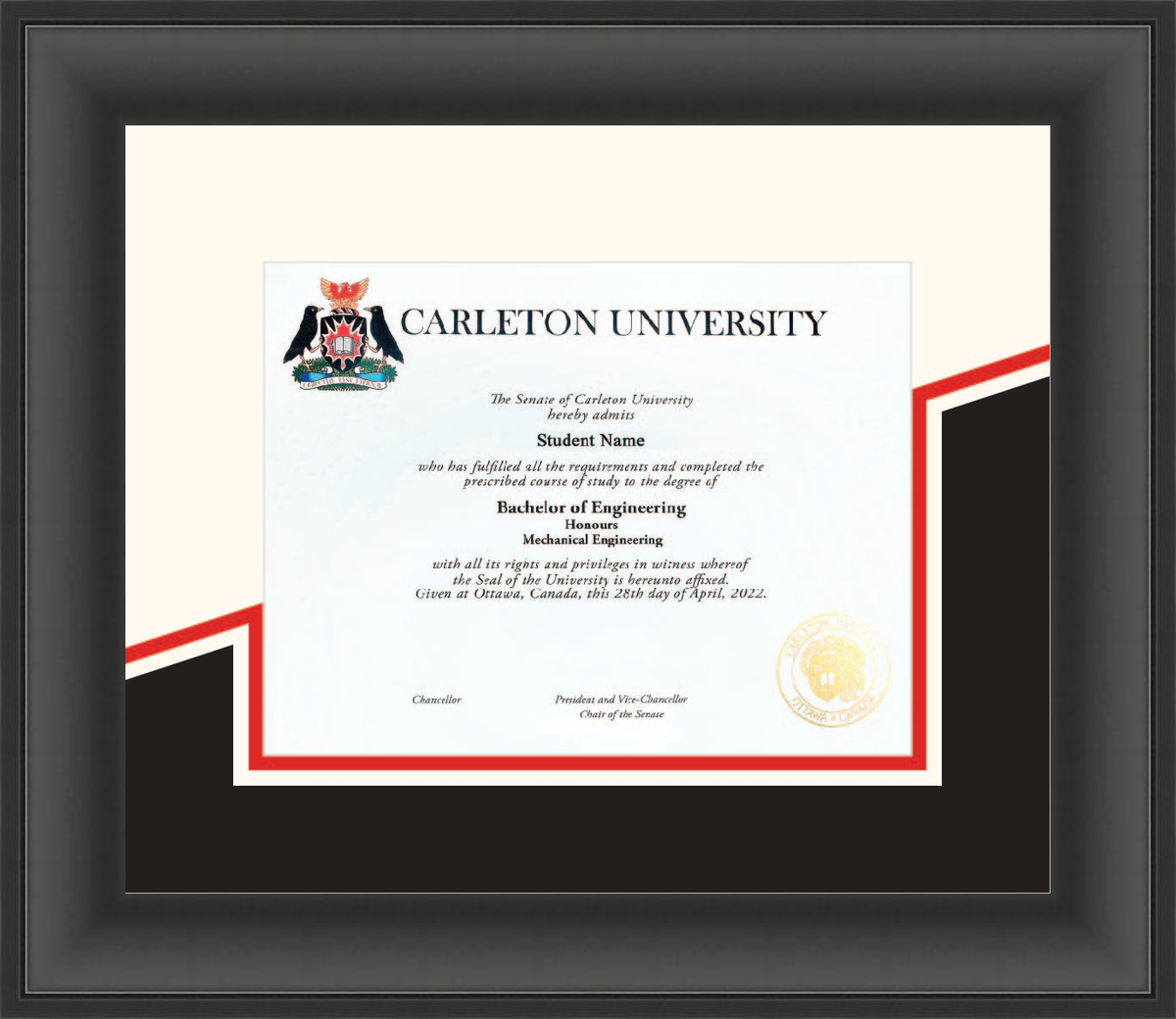 Custom Carleton University Diploma Frame