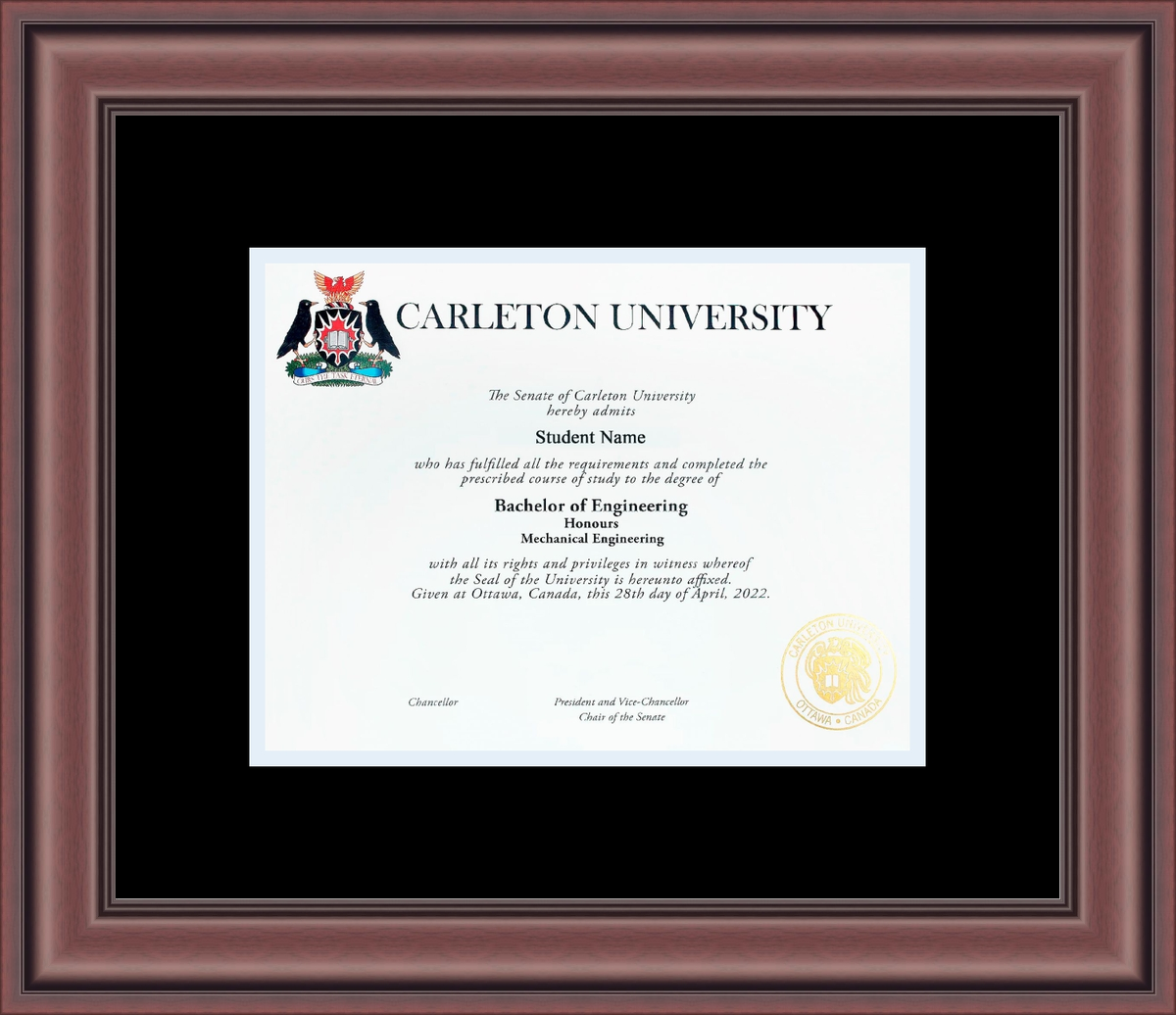 Custom Carleton University Diploma Frame