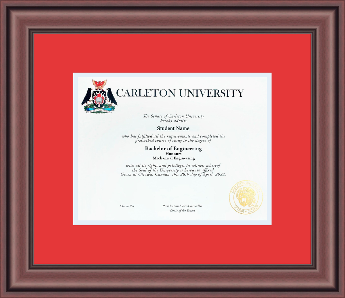 Custom Carleton University Diploma Frame