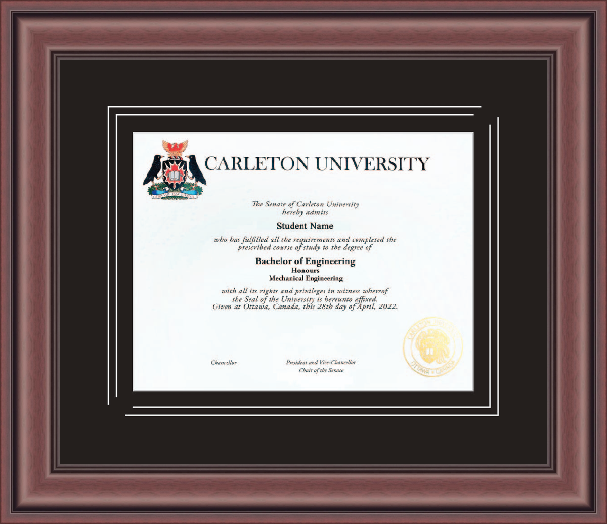 Custom Carleton University Diploma Frame