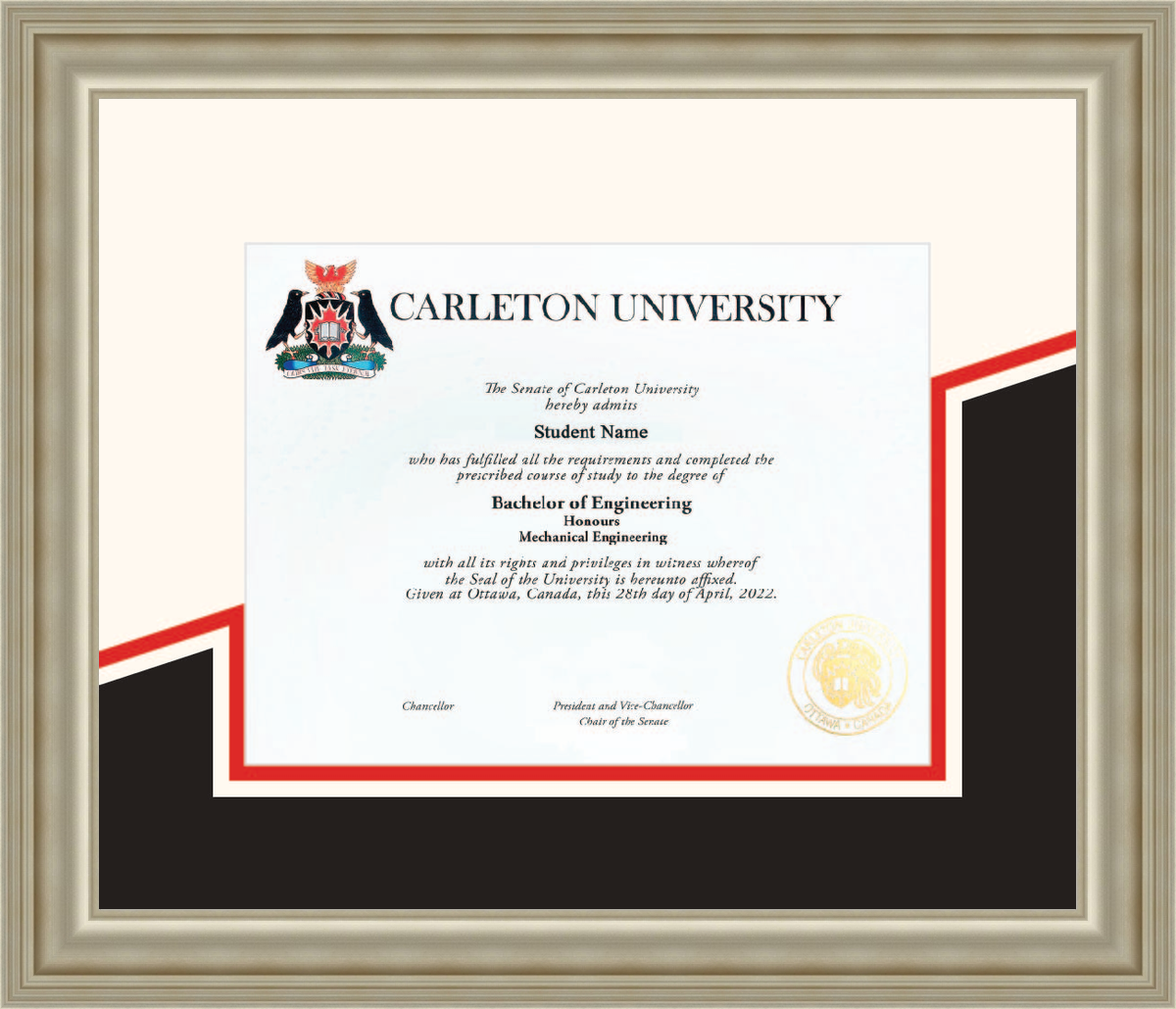 Custom Carleton University Diploma Frame