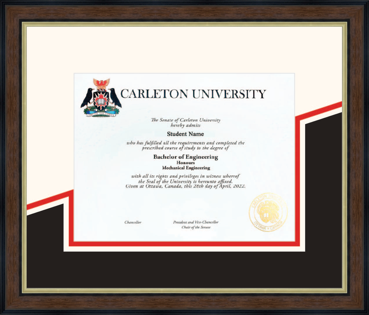 Custom Carleton University Diploma Frame