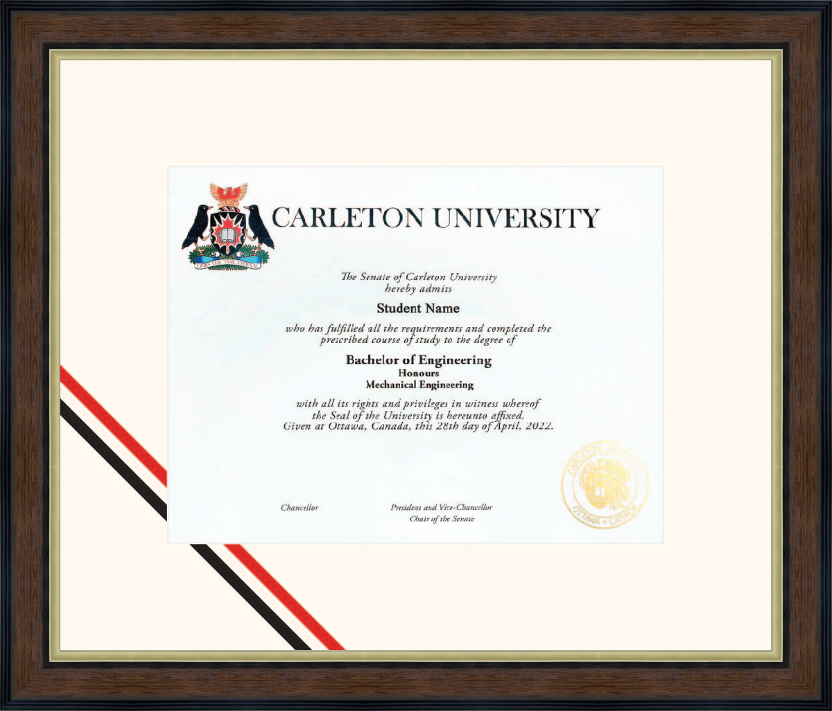 Custom Carleton University Diploma Frame