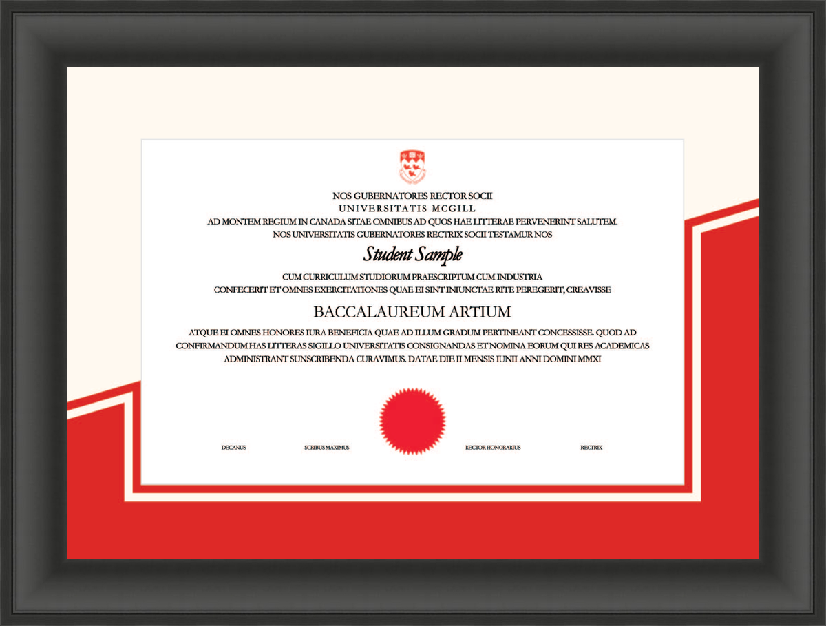 Custom McGill University Diploma Frame