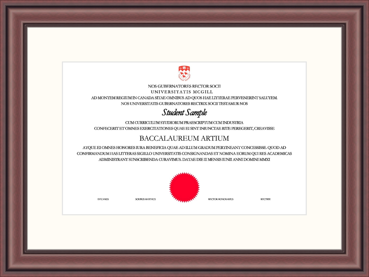 Custom McGill University Diploma Frame