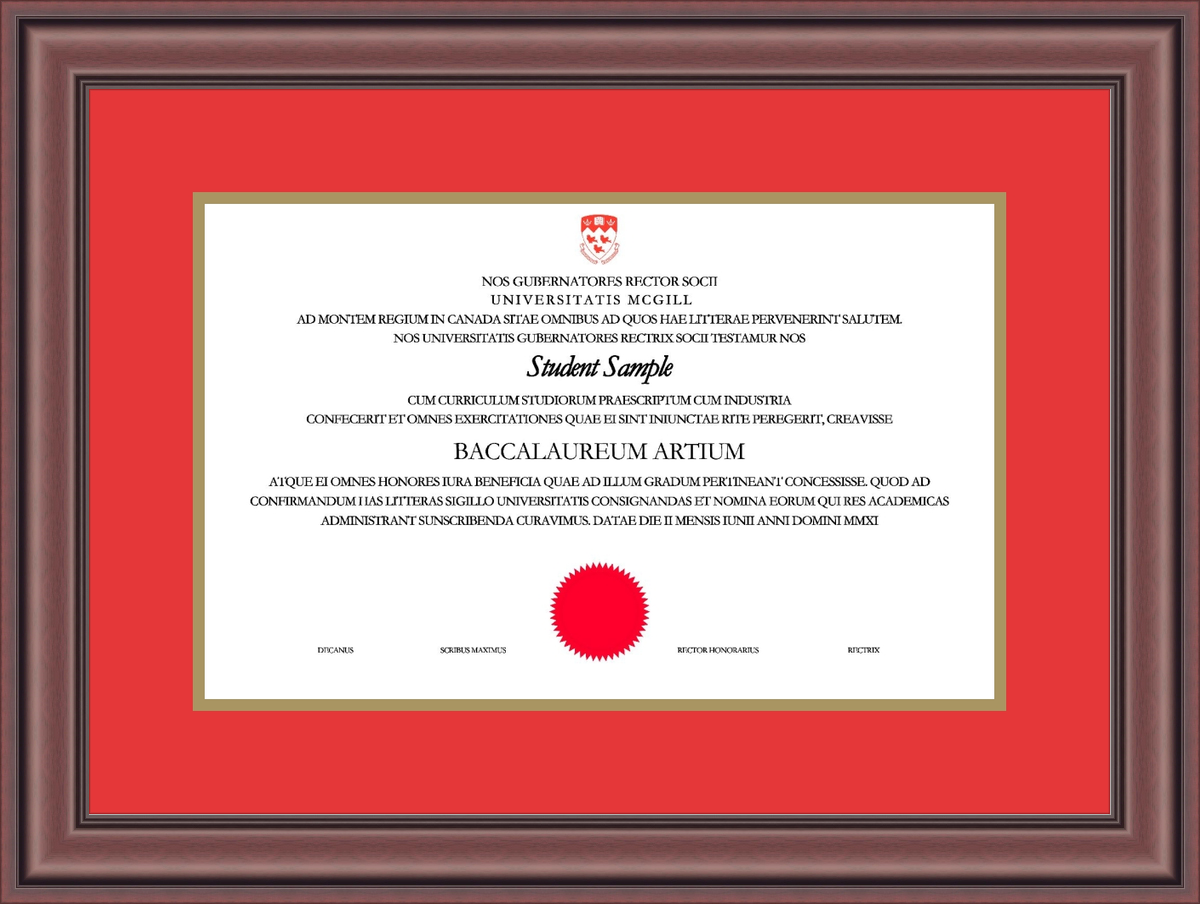 Custom McGill University Diploma Frame