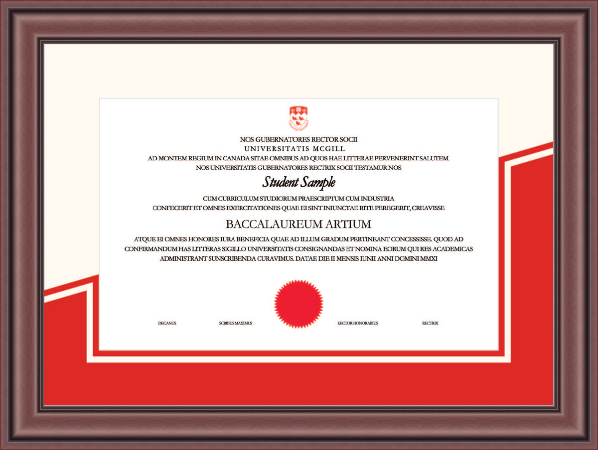 Custom McGill University Diploma Frame