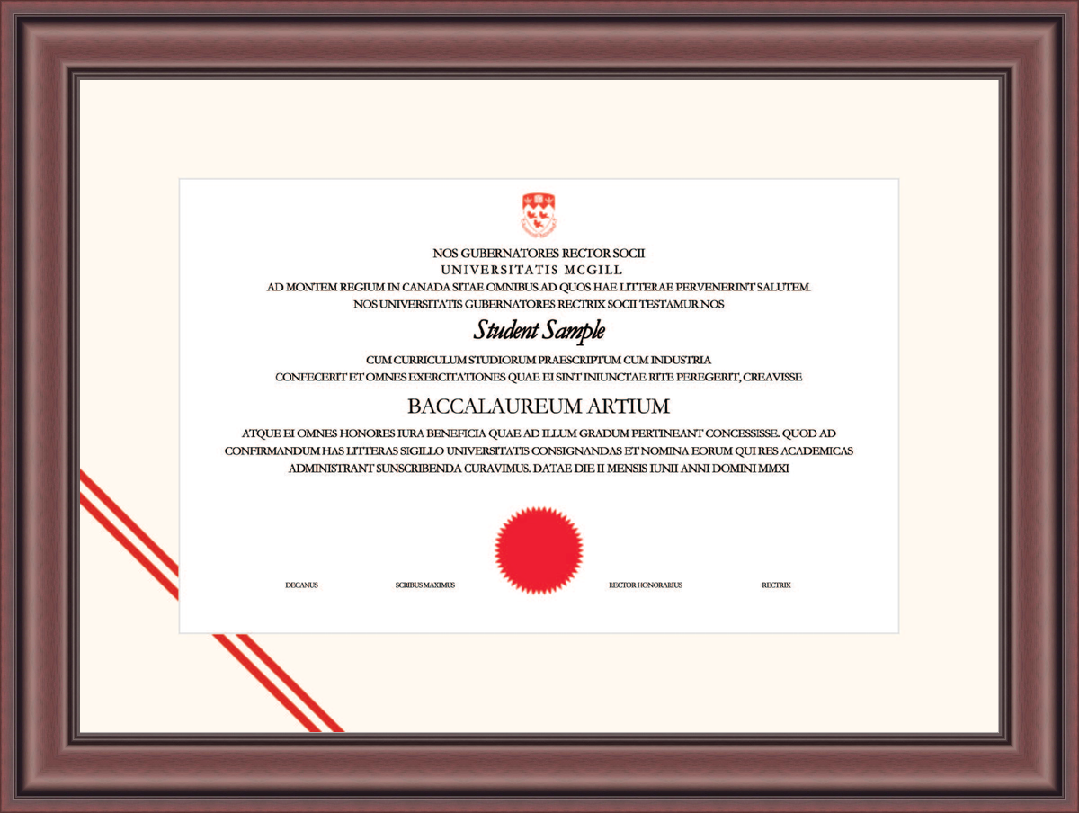 Custom McGill University Diploma Frame