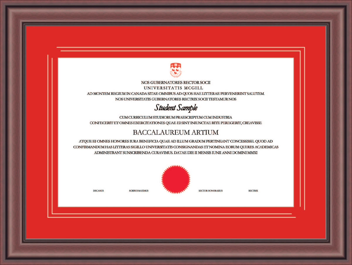 Custom McGill University Diploma Frame