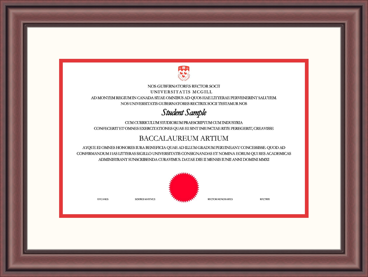 Custom McGill University Diploma Frame