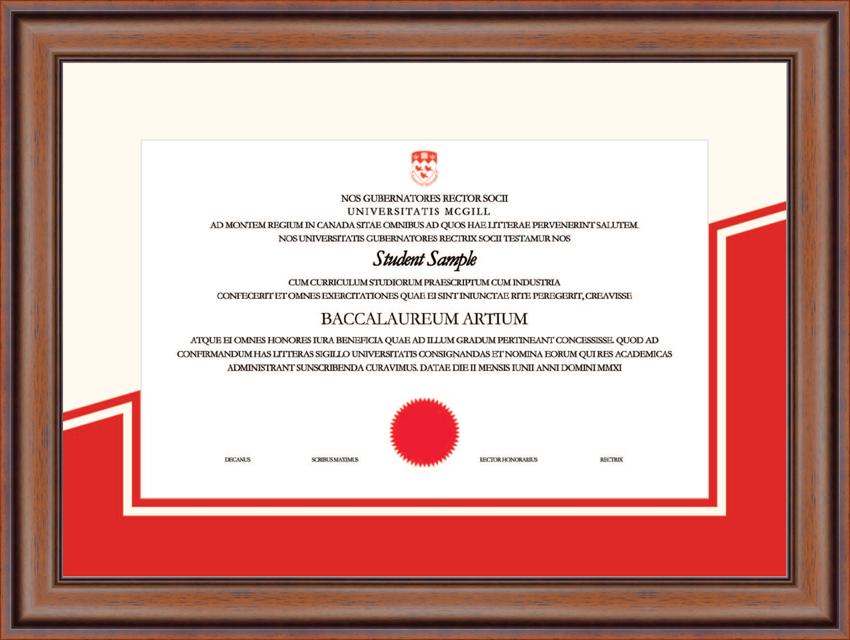 Custom McGill University Diploma Frame
