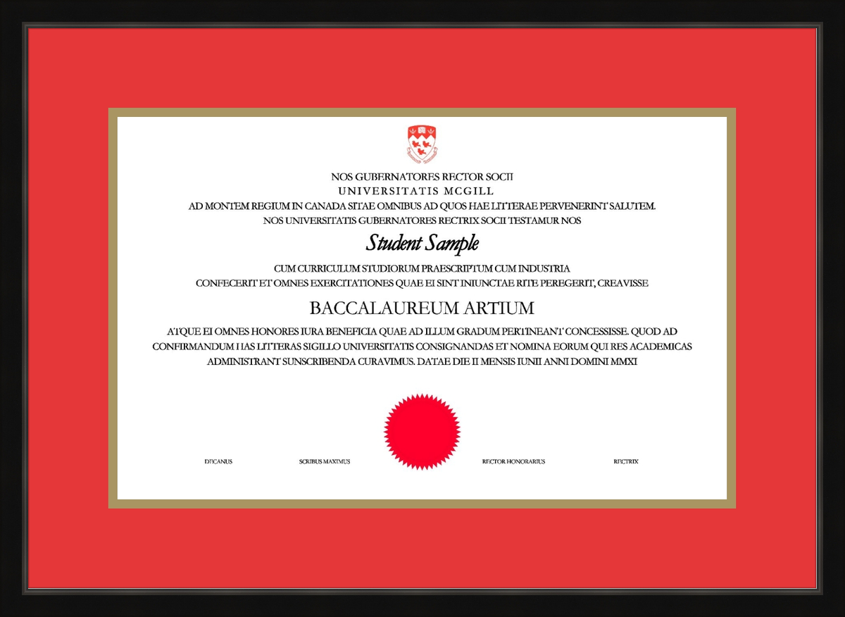 Custom McGill University Diploma Frame