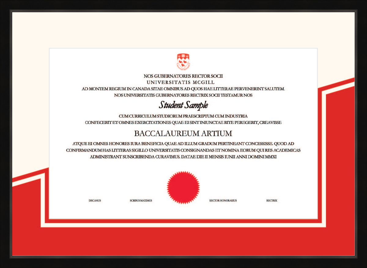 Custom McGill University Diploma Frame