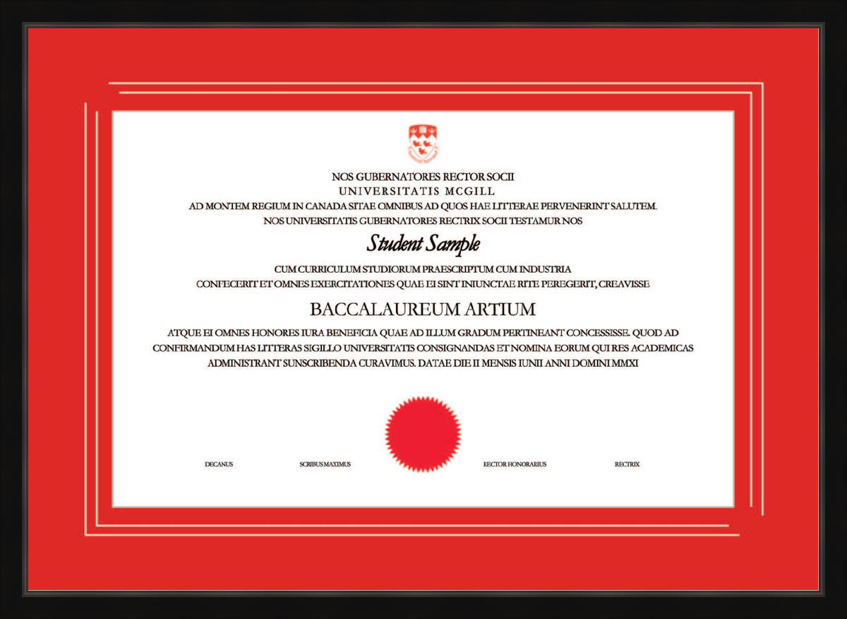 Custom McGill University Diploma Frame