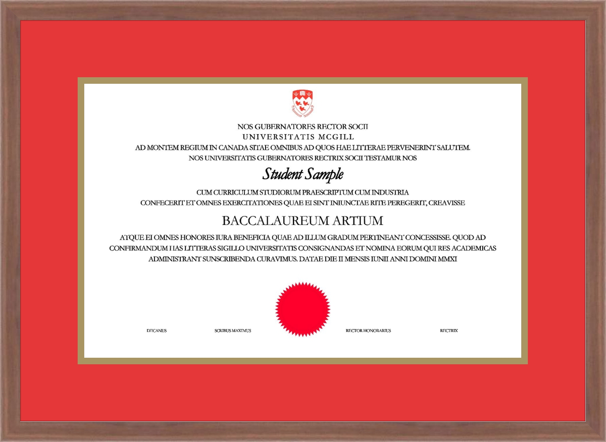 Custom McGill University Diploma Frame