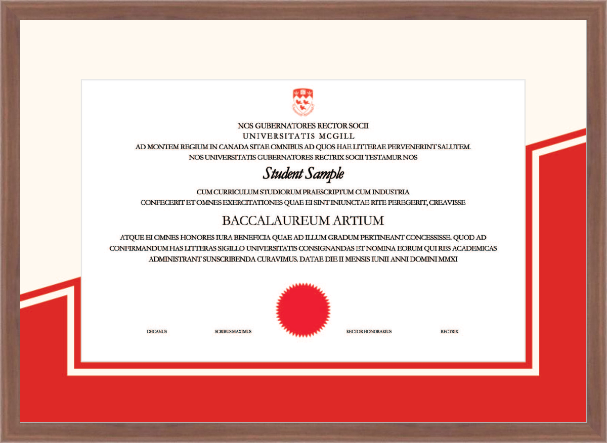 Custom McGill University Diploma Frame