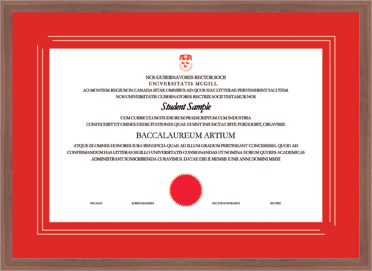 Custom McGill University Diploma Frame