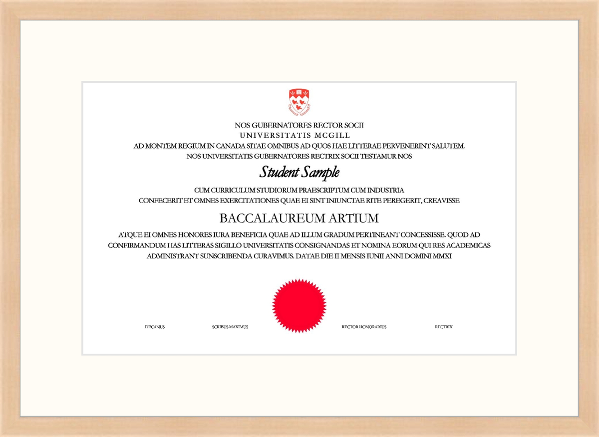 Custom McGill University Diploma Frame