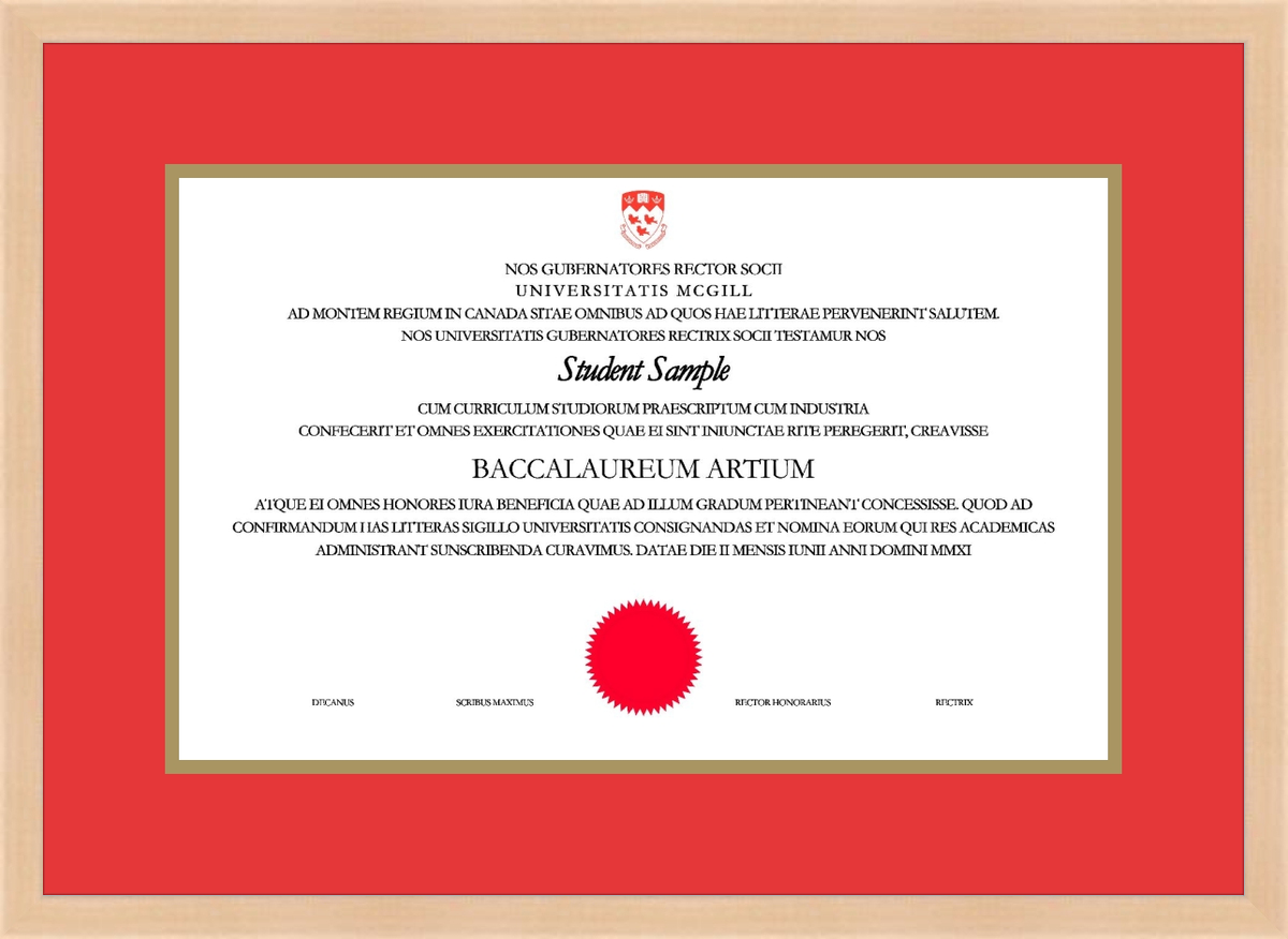 Custom McGill University Diploma Frame