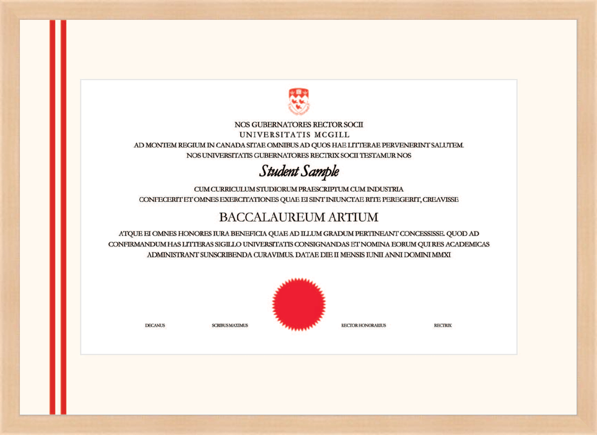 Custom McGill University Diploma Frame