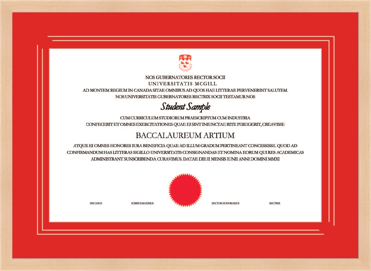 Custom McGill University Diploma Frame