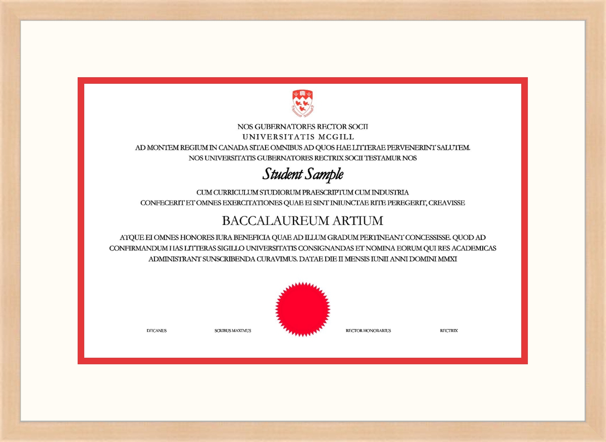Custom McGill University Diploma Frame