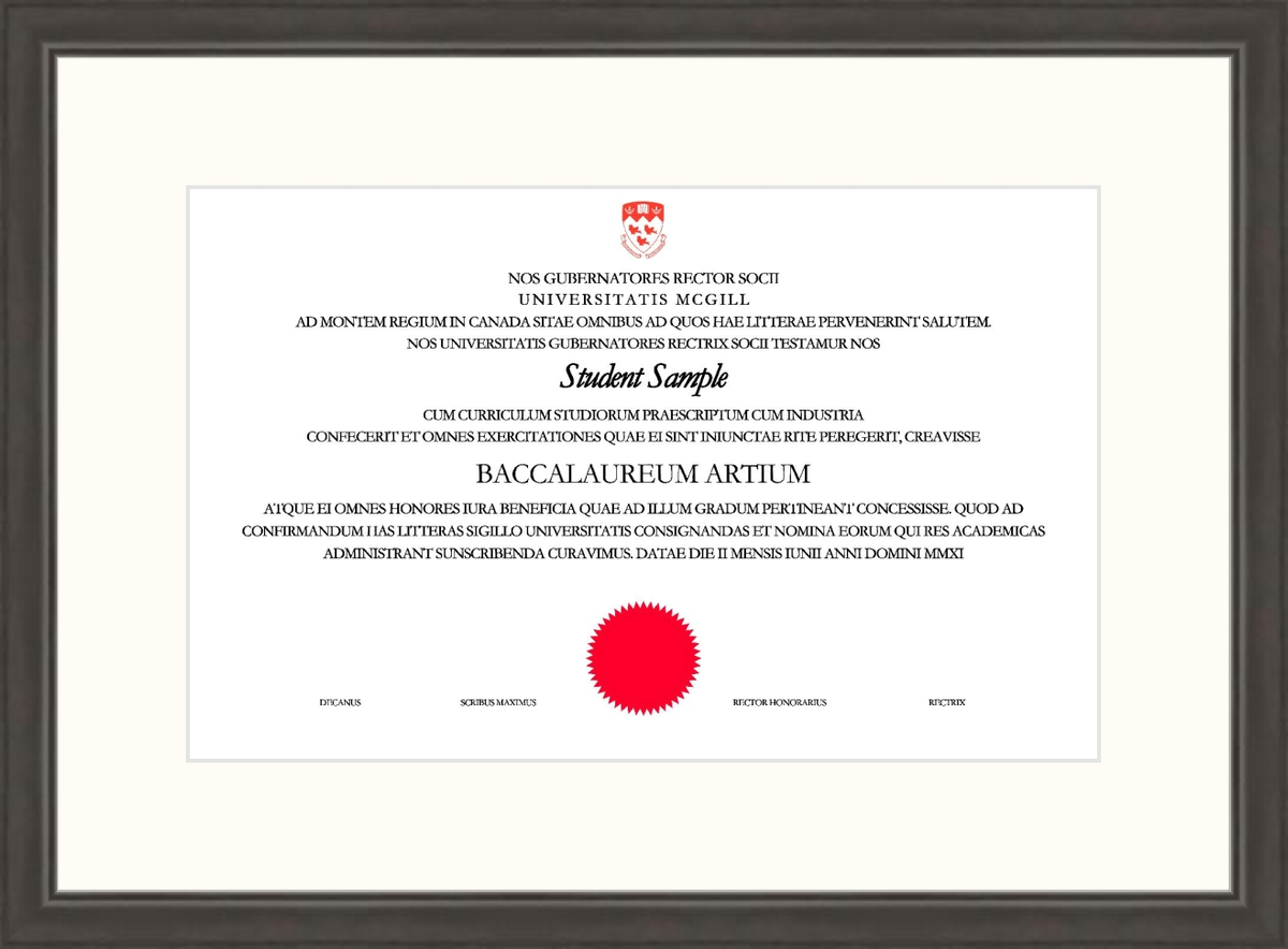 Custom McGill University Diploma Frame R691001 Noire Black L2 McGill White