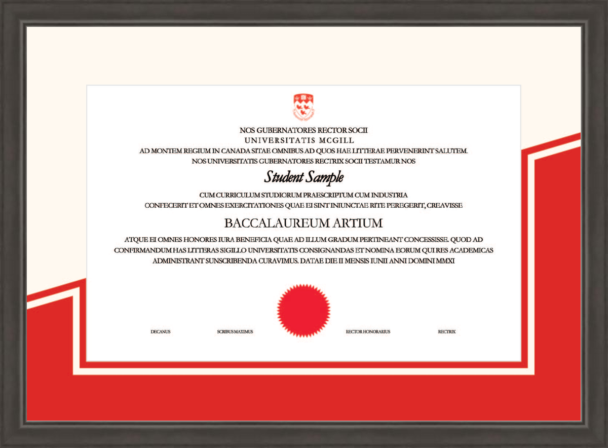 Custom McGill University Diploma Frame