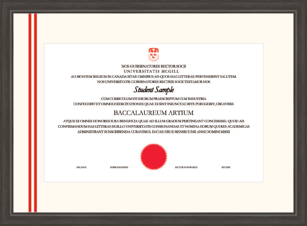 Custom McGill University Diploma Frame