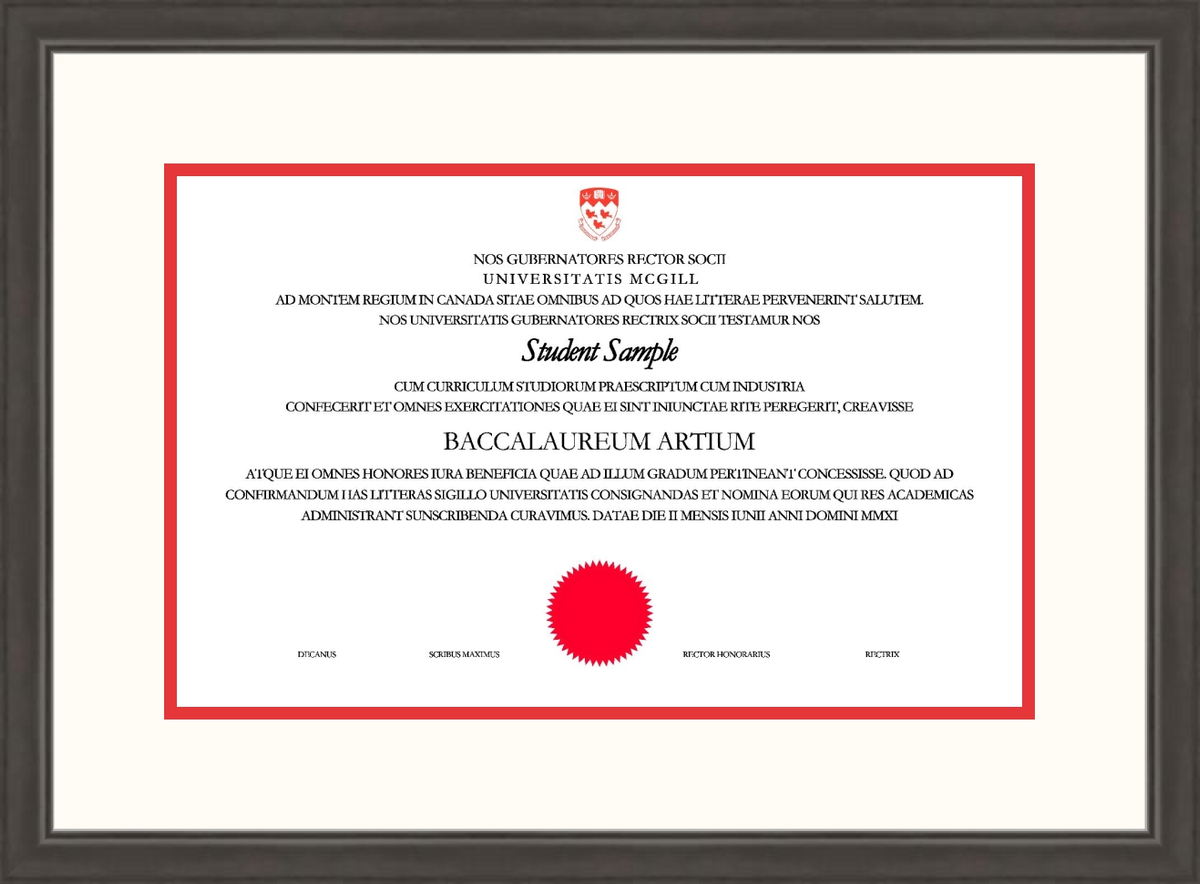 Custom McGill University Diploma Frame