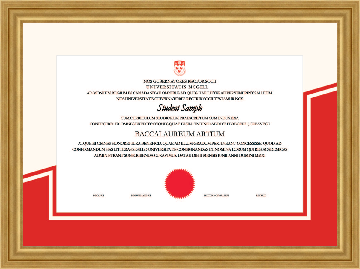 Custom McGill University Diploma Frame