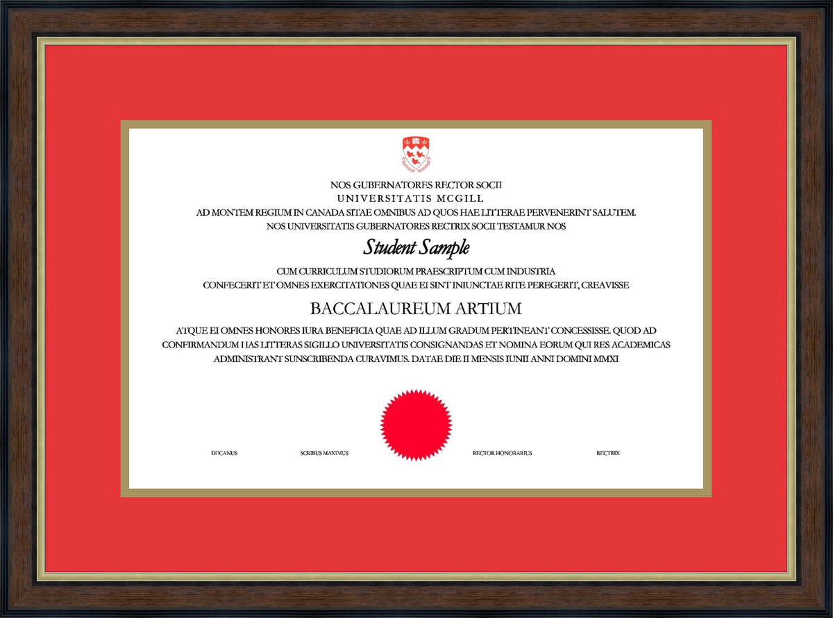 Custom McGill University Diploma Frame